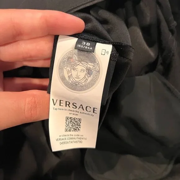 Versace Black Mini Dress with Gold Zipper Detail - Picture 12 of 13